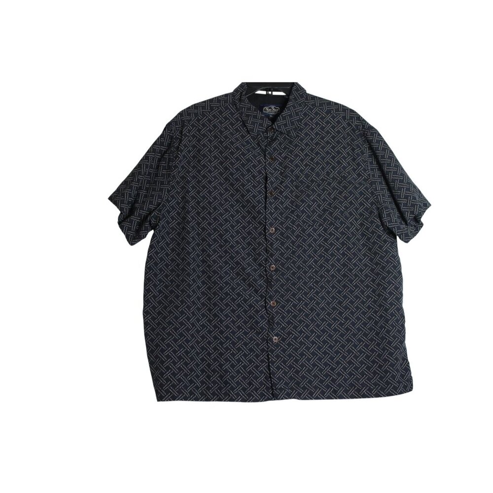 Nat Nast Short Sleeve Geometric Silk Blend Button Down Shirt Mens XL